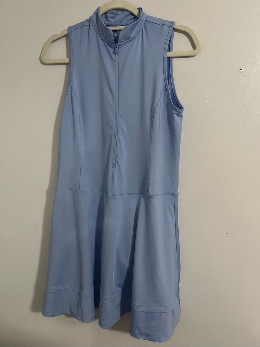 Apana Light Blue Sleeveless Zip-Front Polo Dress